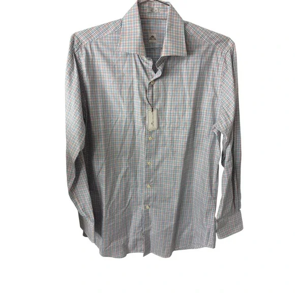 NWT Peter Millar Mens Medium Button Up Shirt Plaid Checkered Long Sleeve - Picture 2 of 8